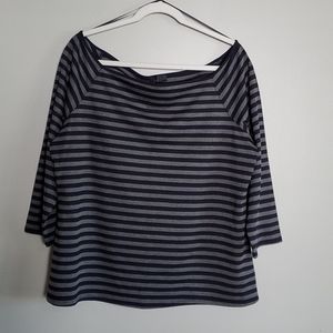 The Limited boat neck blue and gray striped top